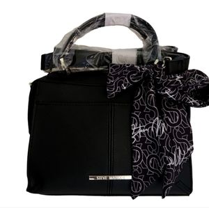 Steve Madden Breese Faux Leather Cross Body Bag in black.